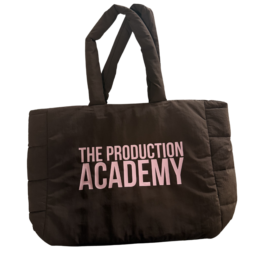 TPA Puffer Bag V2.0 - Brown with Pink Writing